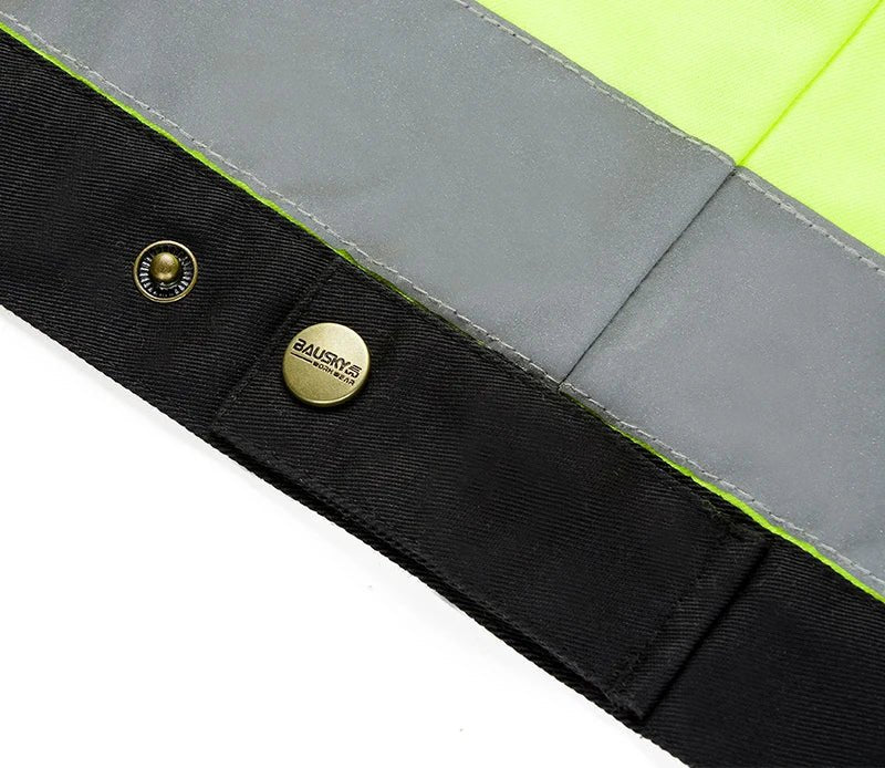Bauskydd Reflective Jacket in Fluorescent Yellow. Multi-pockets Safety Workwear Clothing - DeltaProtective