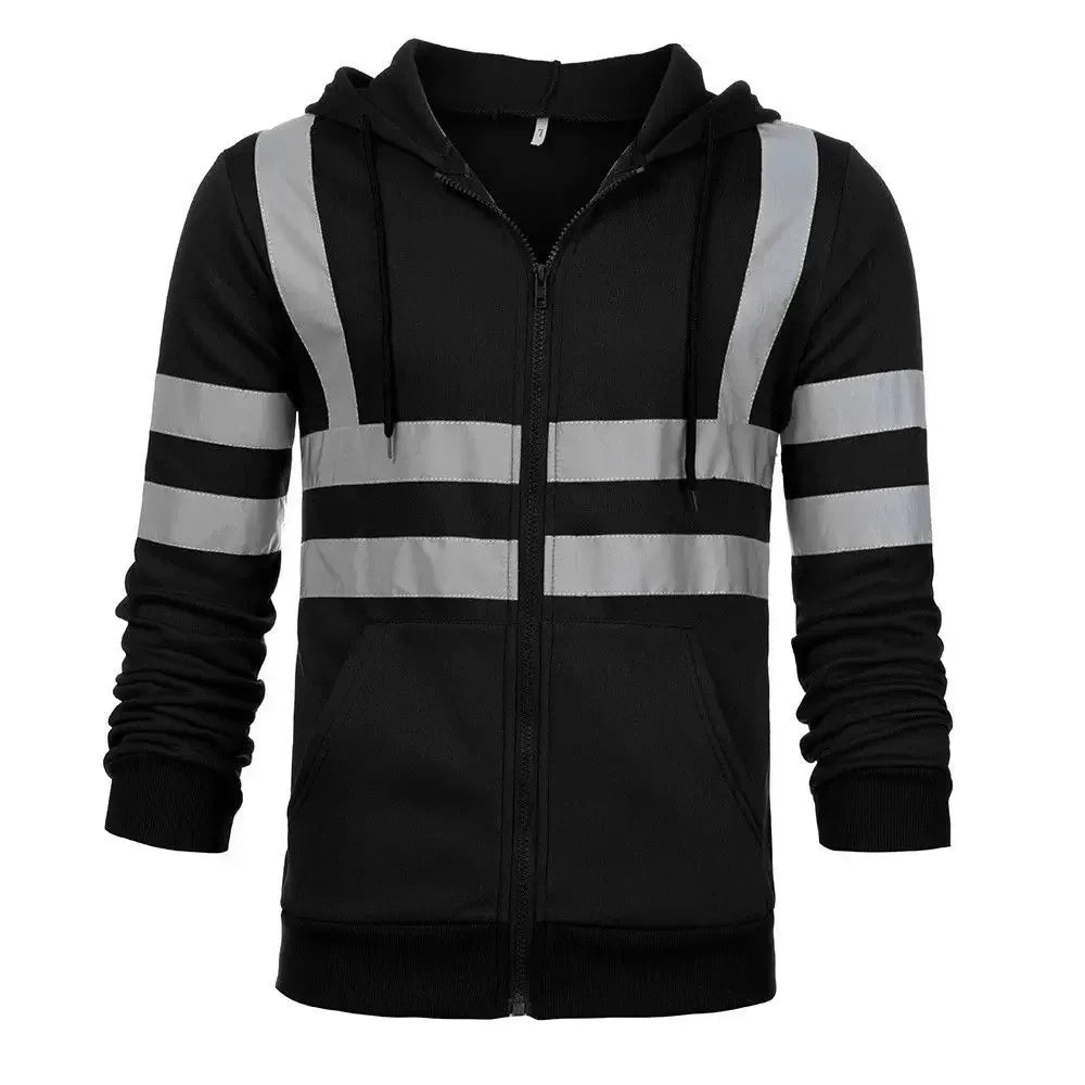 Hi Viz Fleece Hooded Jacket With Zip Closure - DeltaProtective
