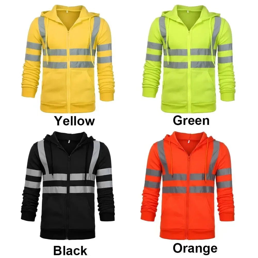 Hi Viz Fleece Hooded Jacket With Zip Closure - DeltaProtective