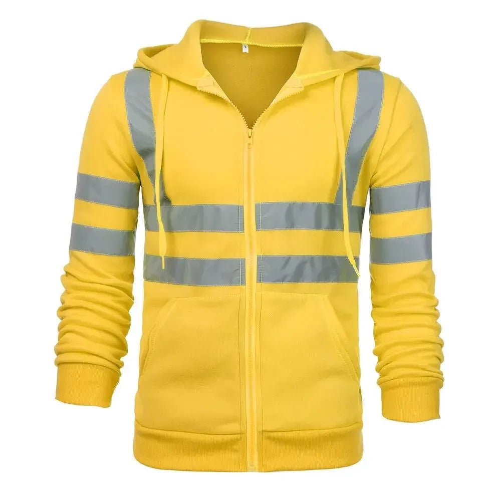 Hi Viz Fleece Hooded Jacket With Zip Closure - DeltaProtective