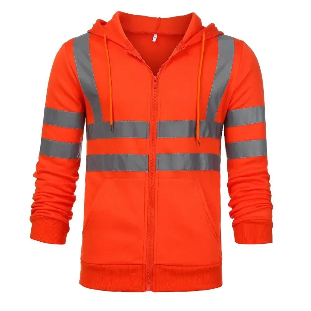 Hi Viz Fleece Hooded Jacket With Zip Closure - DeltaProtective