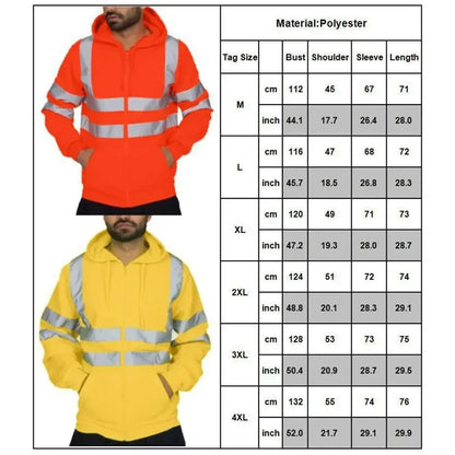 Hi Viz Fleece Hooded Jacket With Zip Closure - DeltaProtective